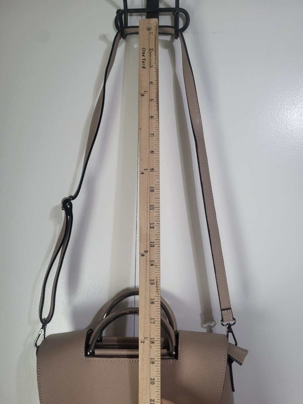 Piumelli Milano Italy Double Top Handle Leather Bag Neutral Silver Tone Hardware - Picture 8 of 12